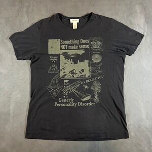RARE Y2K Diesel Graphic T-Shirt Mens Size M‎ Black Generic Personality Disorder